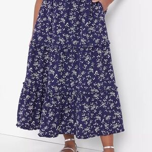 Lane Bryant Tiered Blue Floral Maxi Skirt 18/20 New with Tags